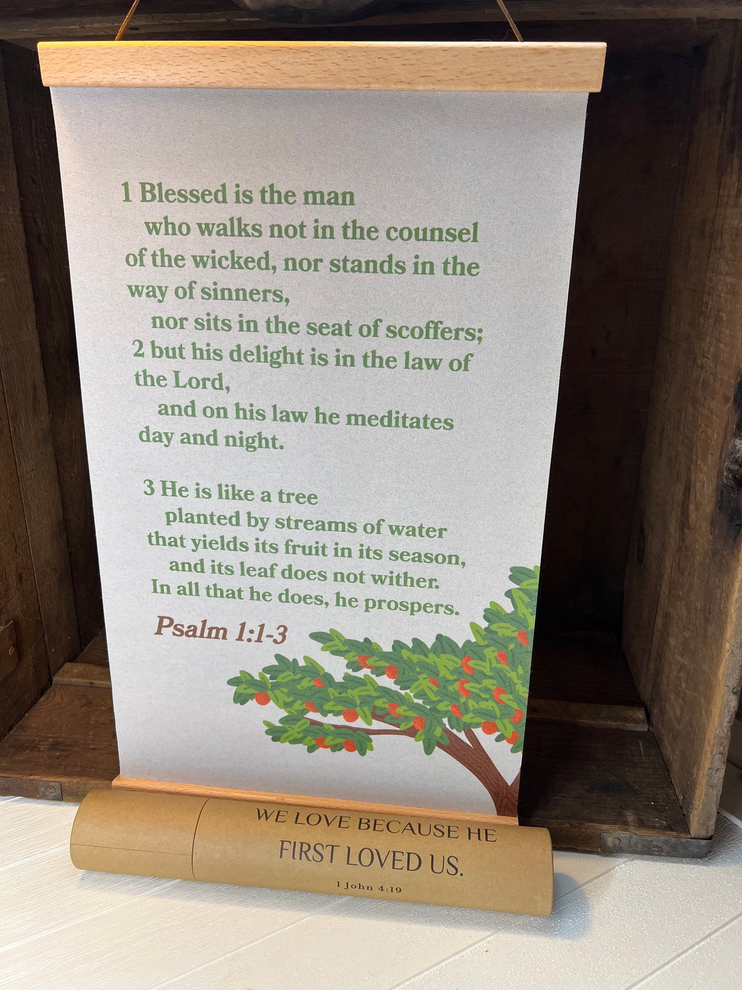 Psalm 1:1-3 Bible Verse Canvas Wall Hanging Christian Scripture Art Decor Gift Tree