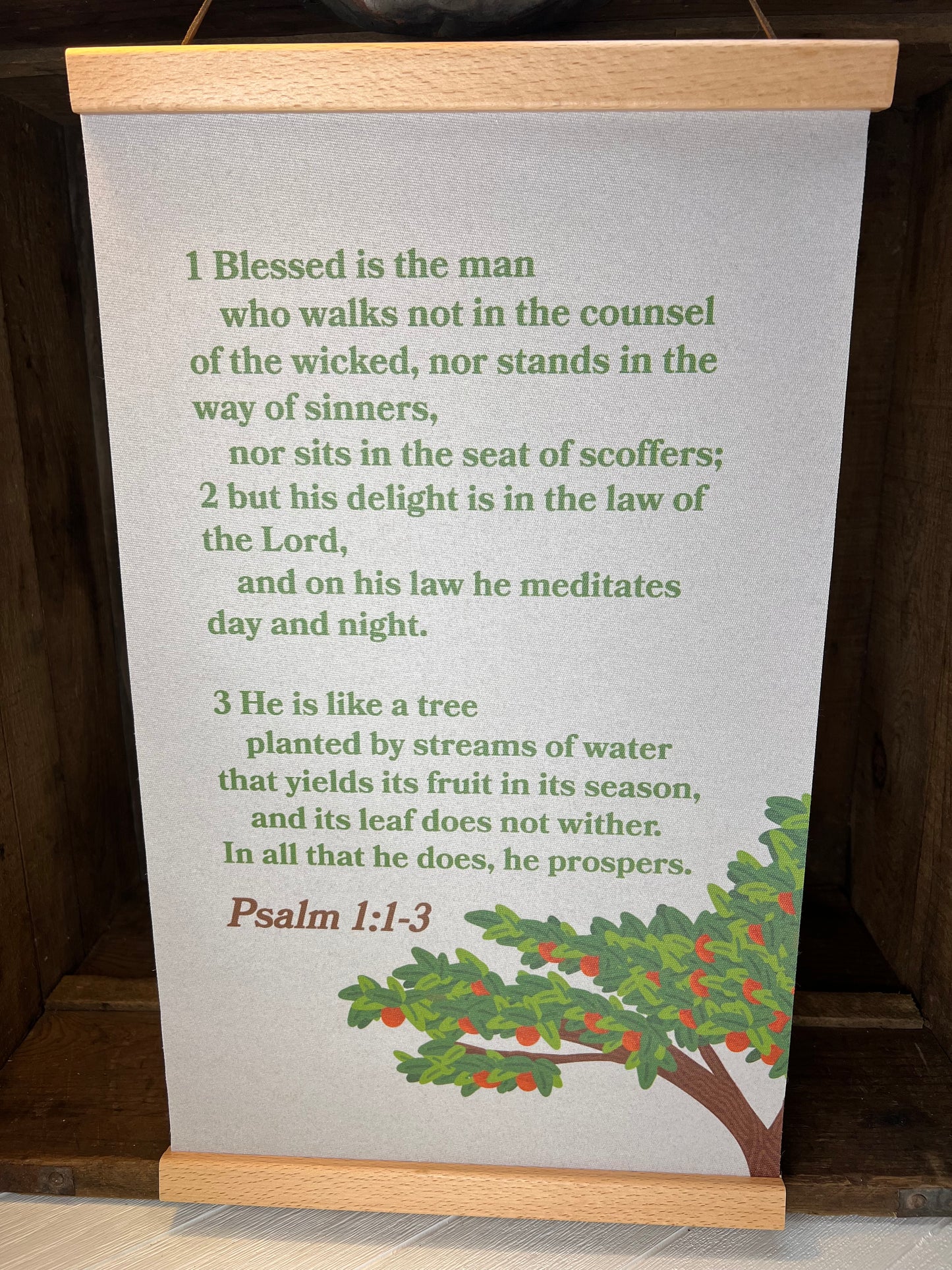 Psalm 1:1-3 Bible Verse Canvas Wall Hanging Christian Scripture Art Decor Gift Tree